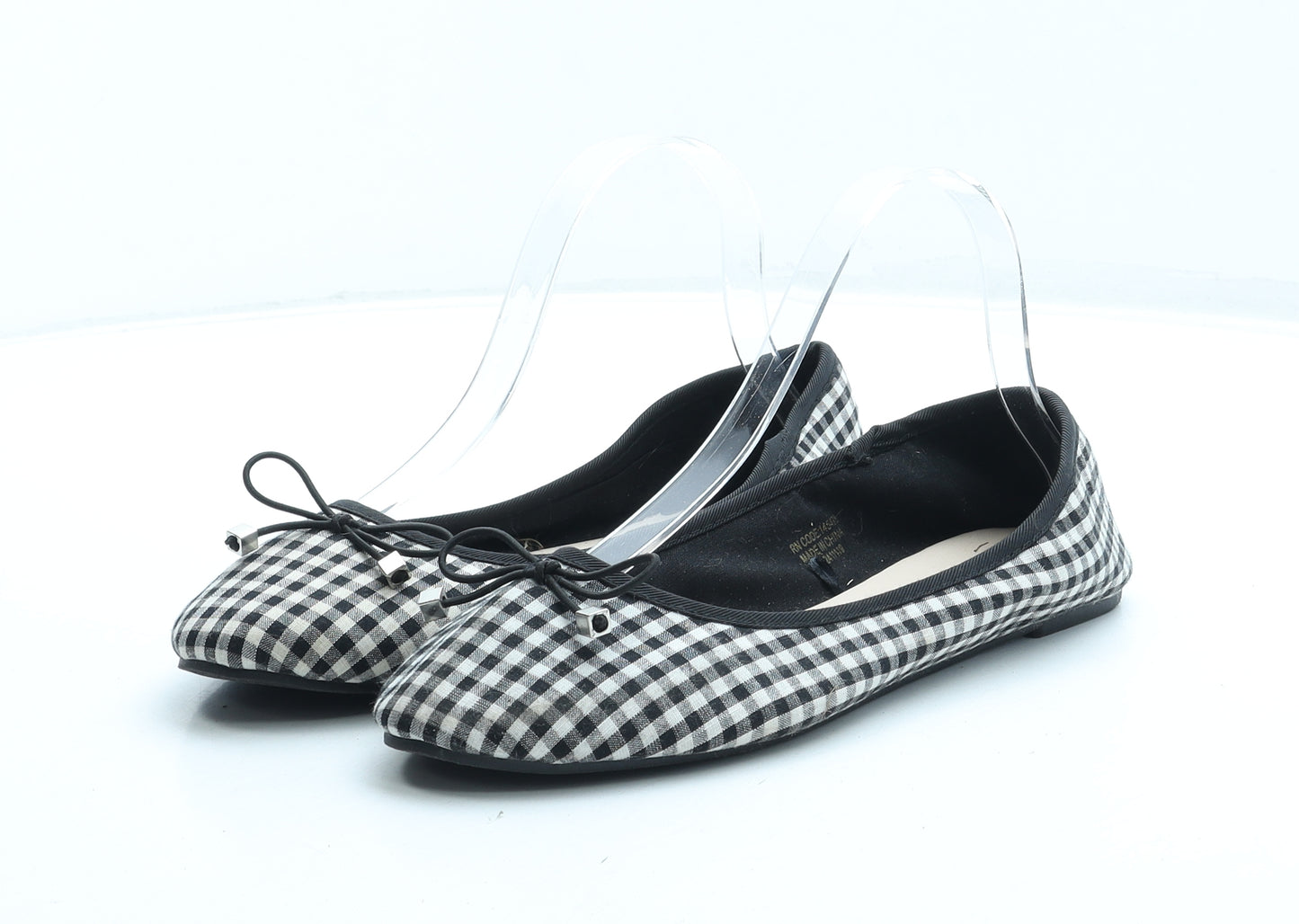 Primark Womens Black Gingham Cotton Ballet Flat UK 6