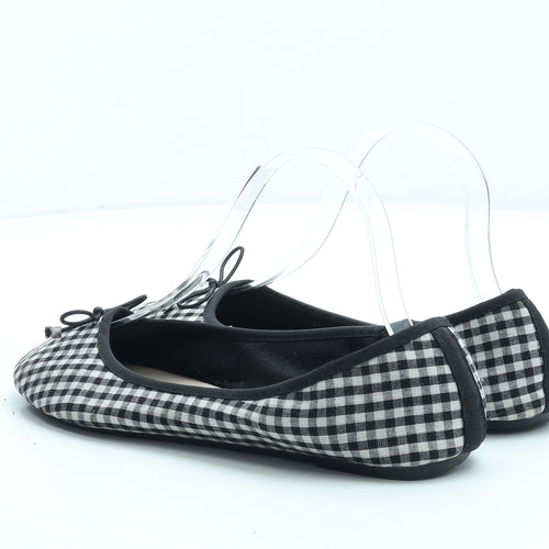 Primark Womens Black Gingham Cotton Ballet Flat UK 6