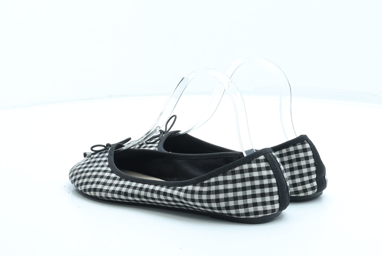 Primark Womens Black Gingham Cotton Ballet Flat UK 6