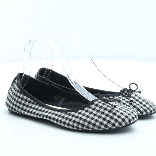 Primark Womens Black Gingham Cotton Ballet Flat UK 6