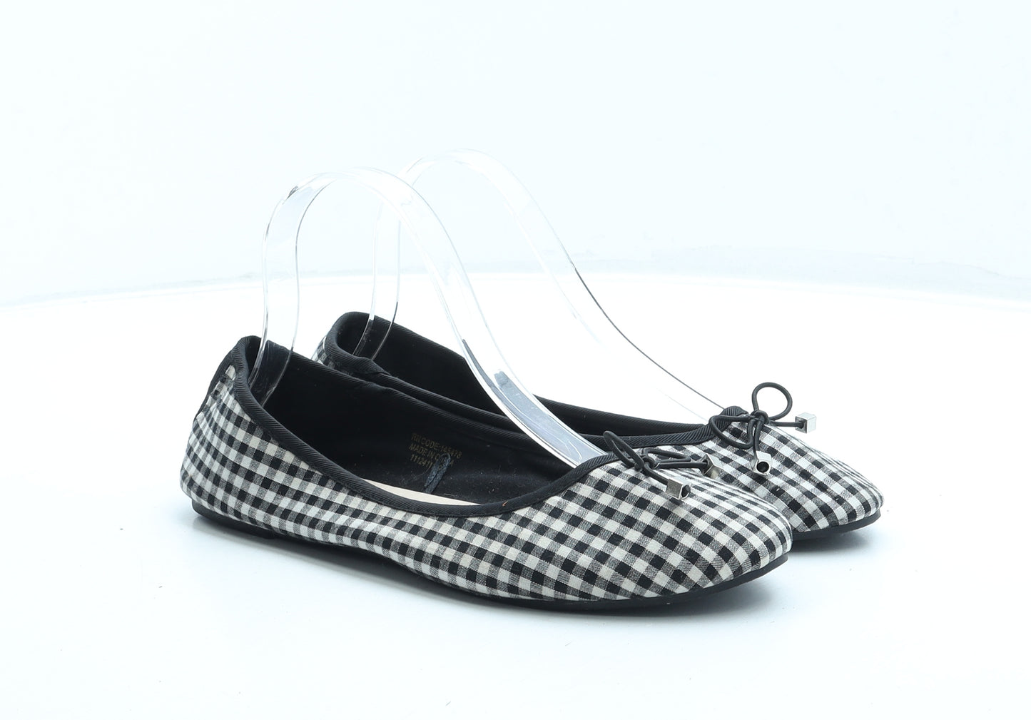 Primark Womens Black Gingham Cotton Ballet Flat UK 6