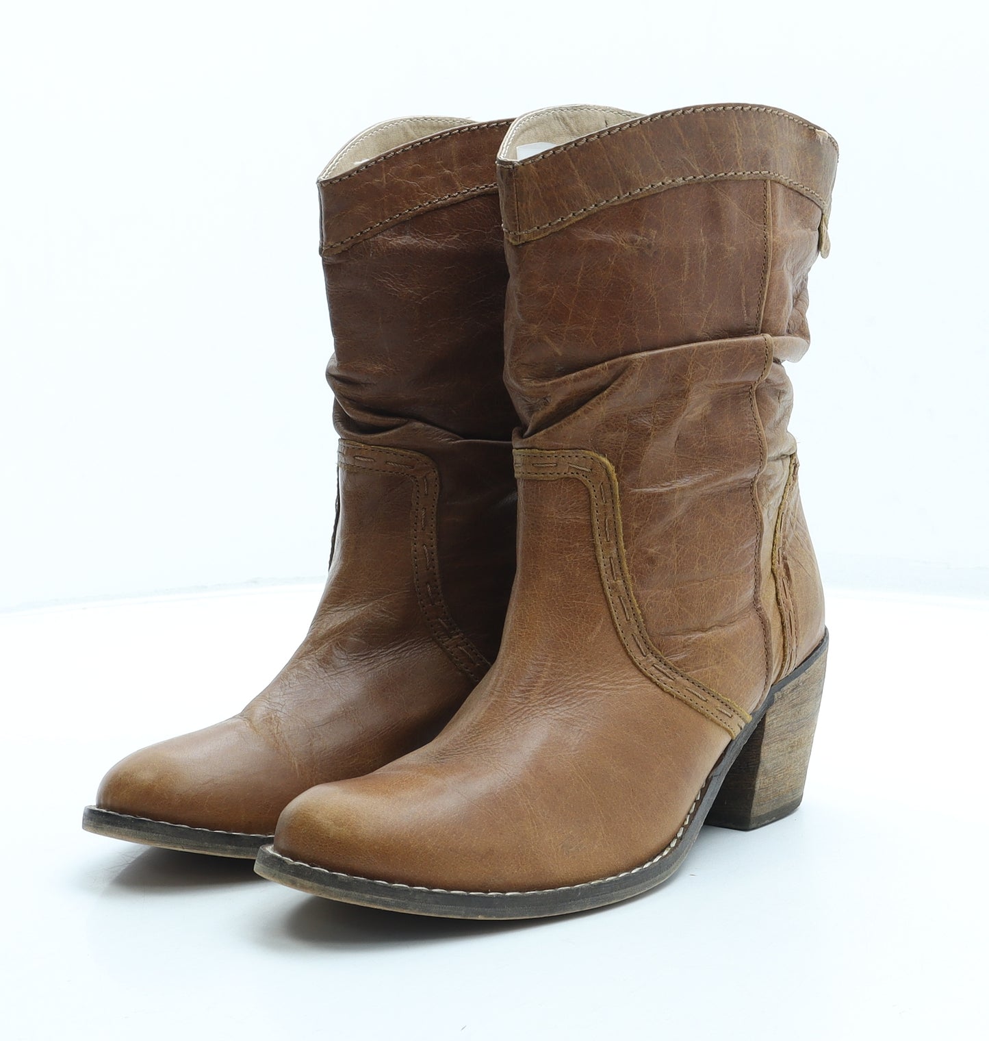 Fat Face Womens Brown Leather Bootie Boot UK 6 39