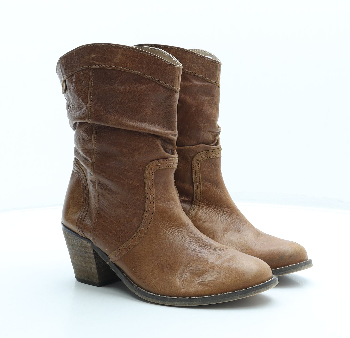 Fat Face Womens Brown Leather Bootie Boot UK 6 39