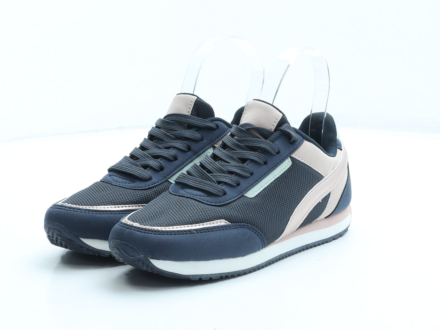 F&F Girls Blue Synthetic Trainer UK 2 34