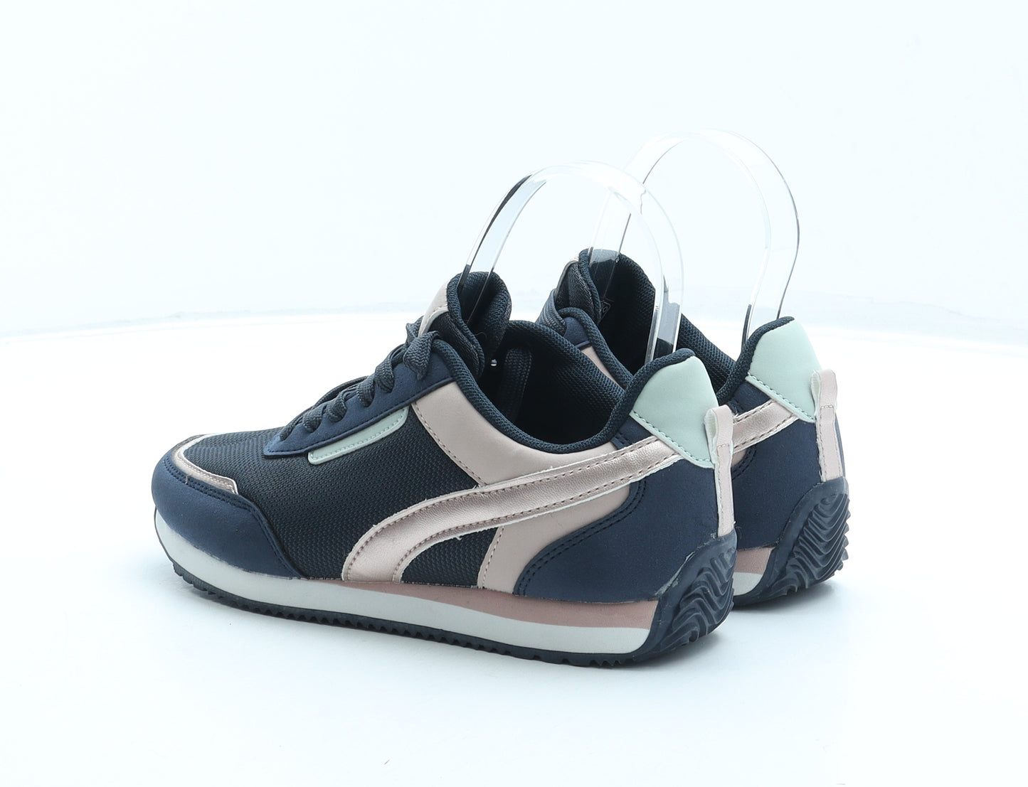 F&F Girls Blue Synthetic Trainer UK 2 34