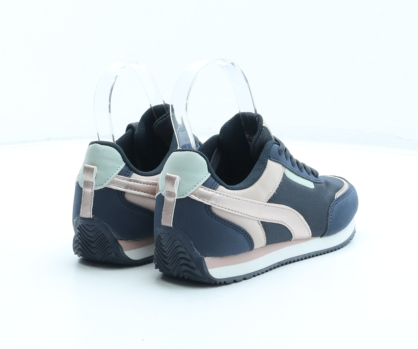 F&F Girls Blue Synthetic Trainer UK 2 34