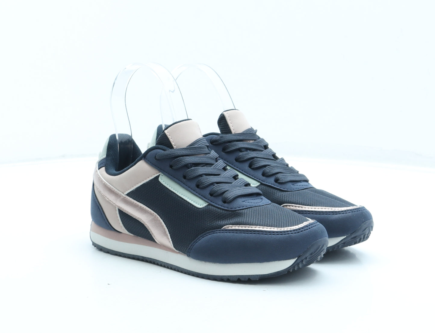 F&F Girls Blue Synthetic Trainer UK 2 34