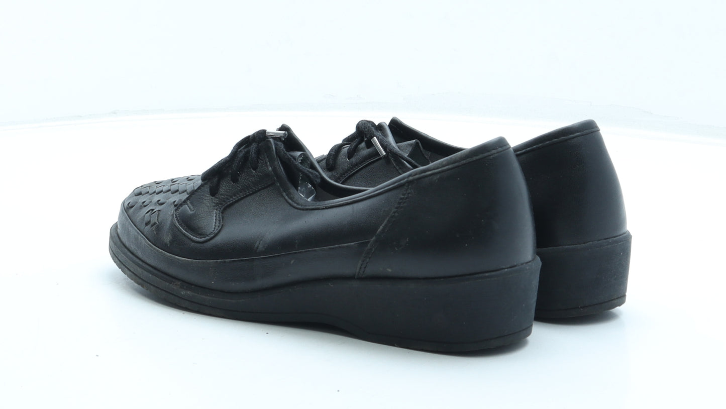 Pebe Womens Black Leather Loafer Flat UK 7