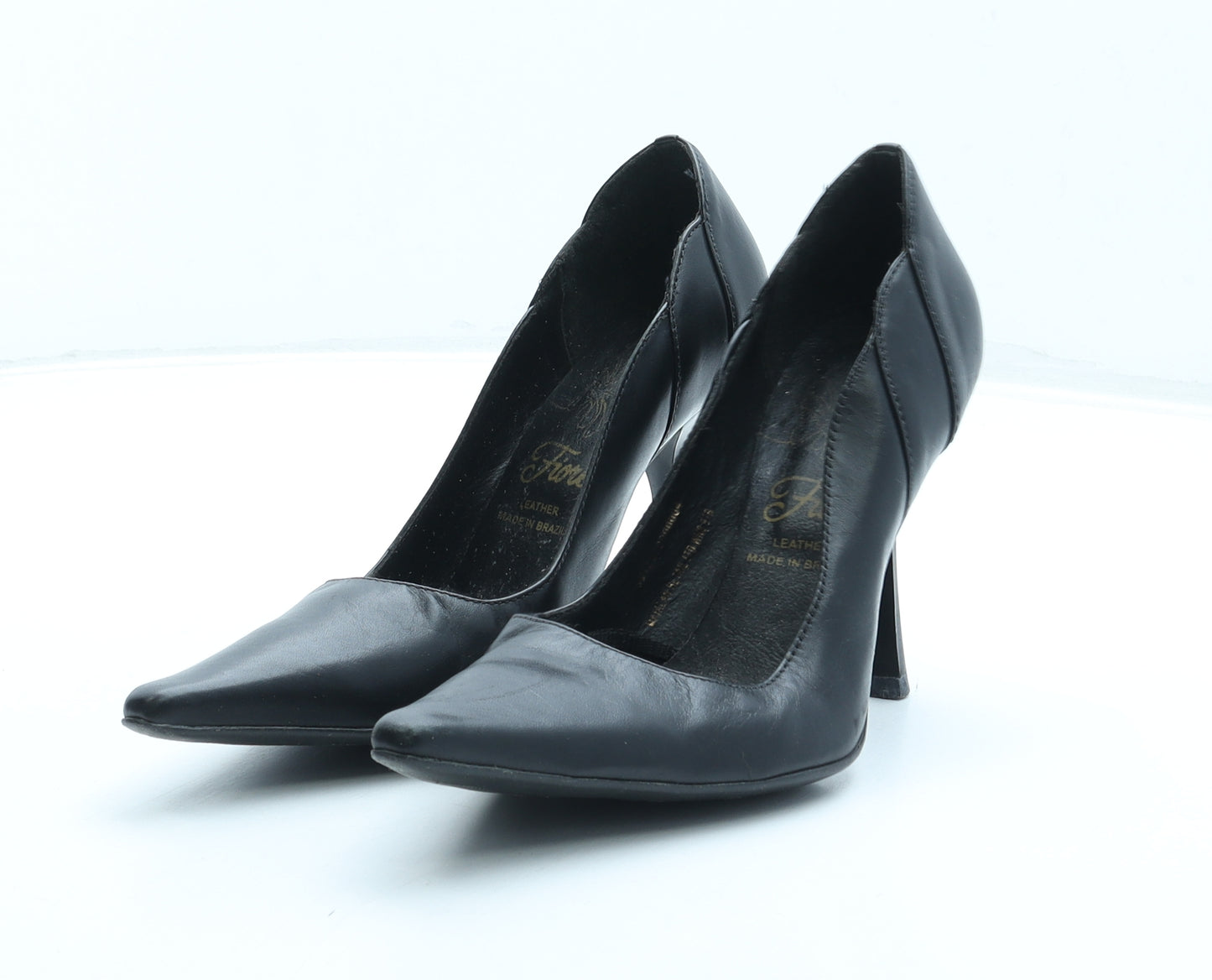 Fiore Womens Black Leather Court Heel UK 4 37