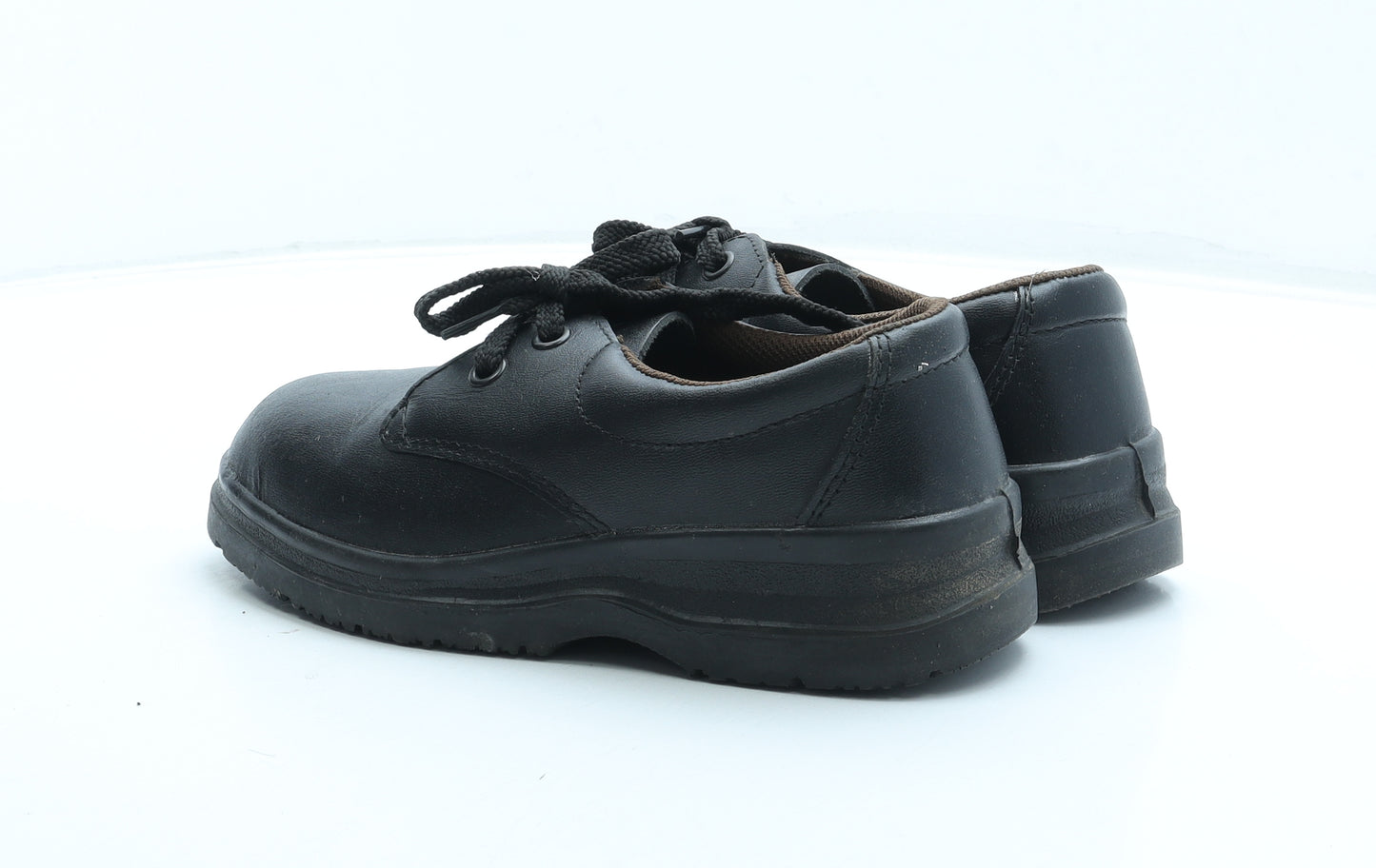 Preworn Womens Black Leather Combat Boot UK 4 37 - Steel toe cap