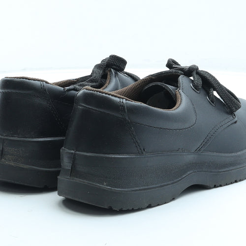 Preworn Womens Black Leather Combat Boot UK 4 37 - Steel toe cap