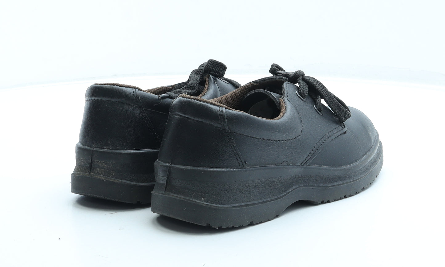 Preworn Womens Black Leather Combat Boot UK 4 37 - Steel toe cap