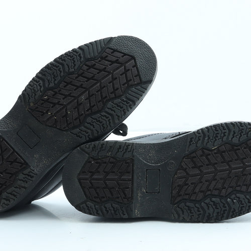 Preworn Womens Black Leather Combat Boot UK 4 37 - Steel toe cap