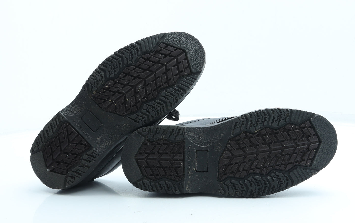 Preworn Womens Black Leather Combat Boot UK 4 37 - Steel toe cap