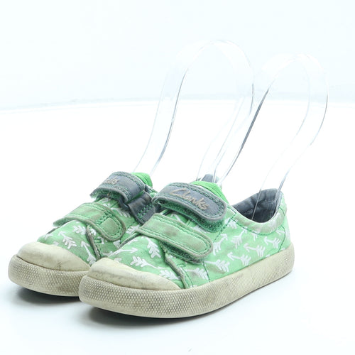 Clarks Boys Green Geometric Polyester Sneaker Trainer UK 5 22 6