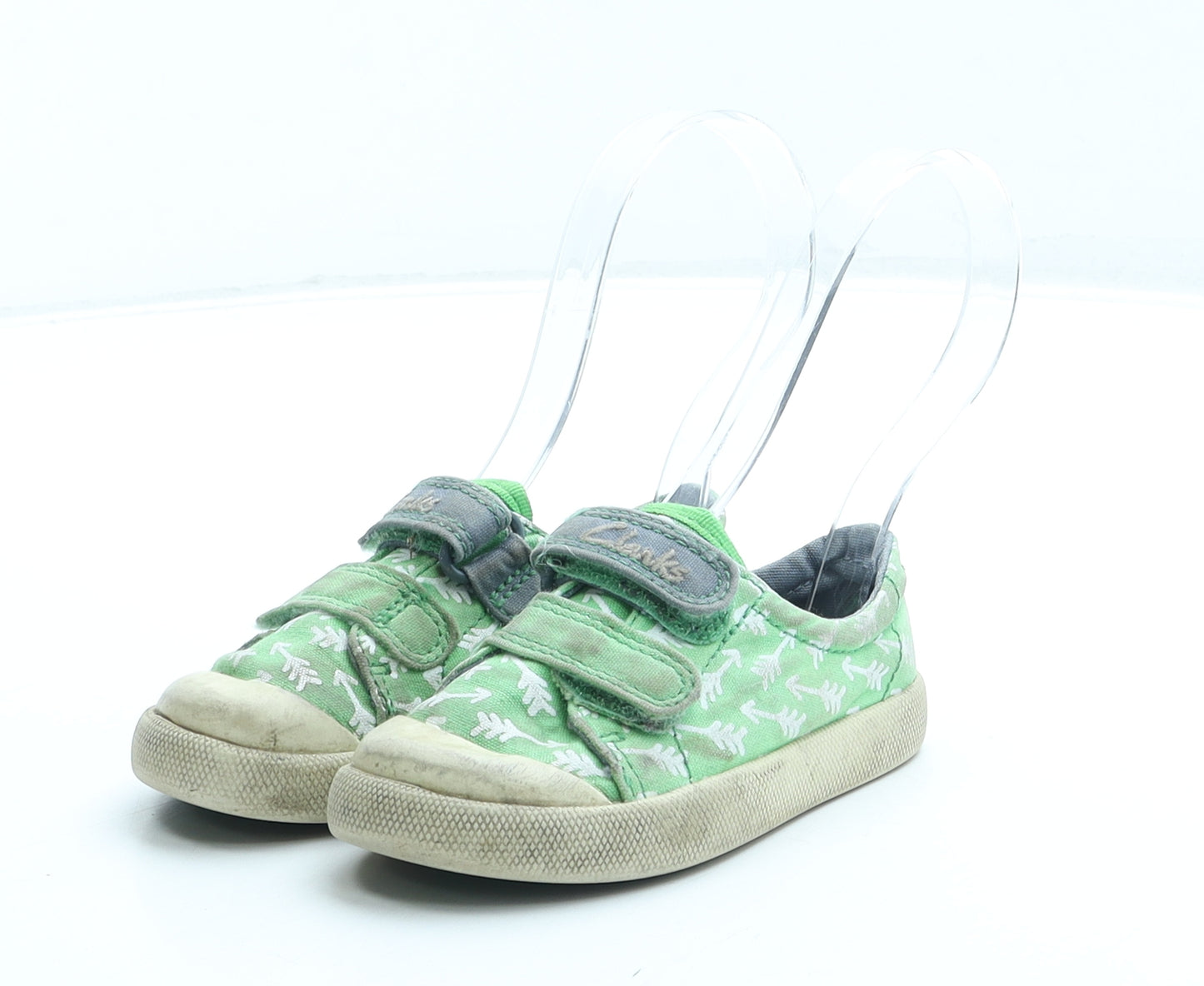 Clarks Boys Green Geometric Polyester Sneaker Trainer UK 5 22 6
