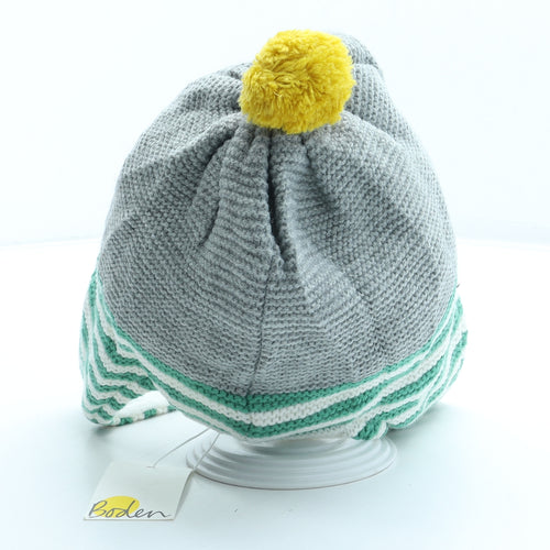 Boden Boys Multicoloured Striped Acrylic Bonnet One Size - Tractor
