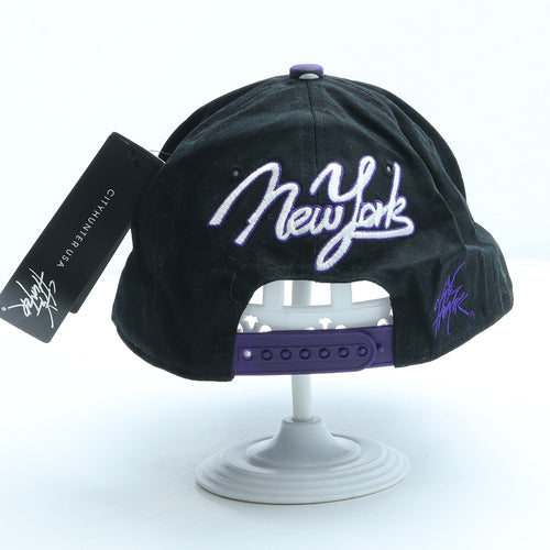 City Hunter Mens Black Cotton Snapback Size Adjustable - New York