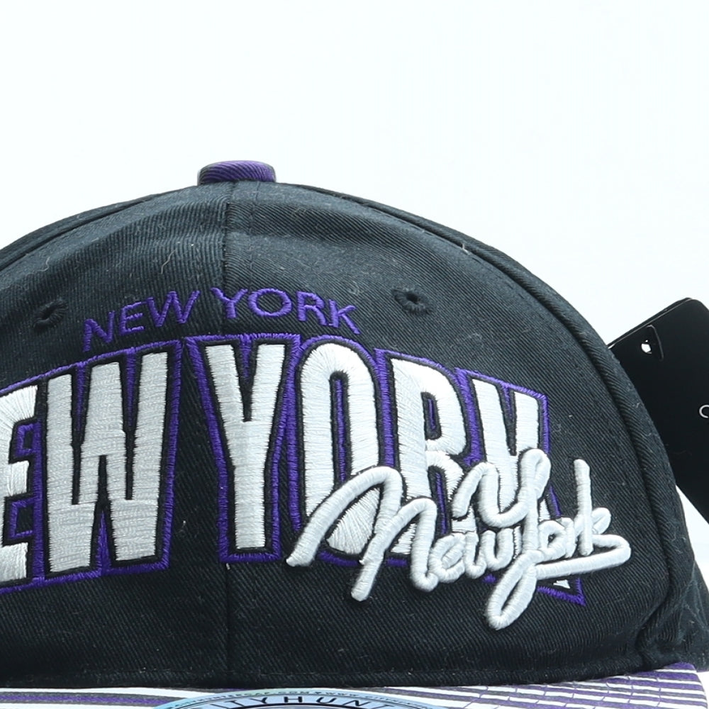 City Hunter Mens Black Cotton Snapback Size Adjustable - New York