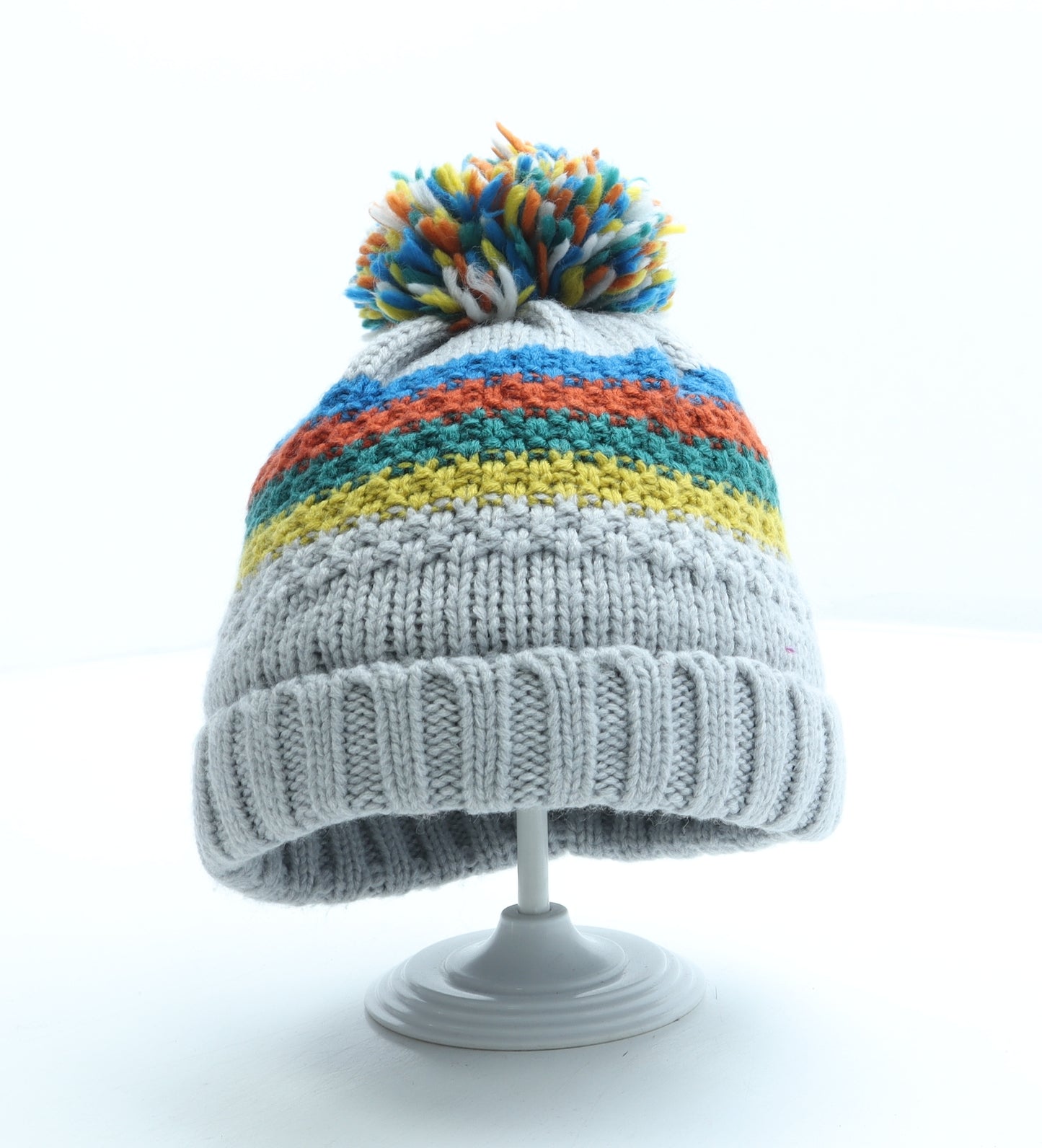 Marks and Spencer Boys Multicoloured Striped Acrylic Bobble Hat Size S