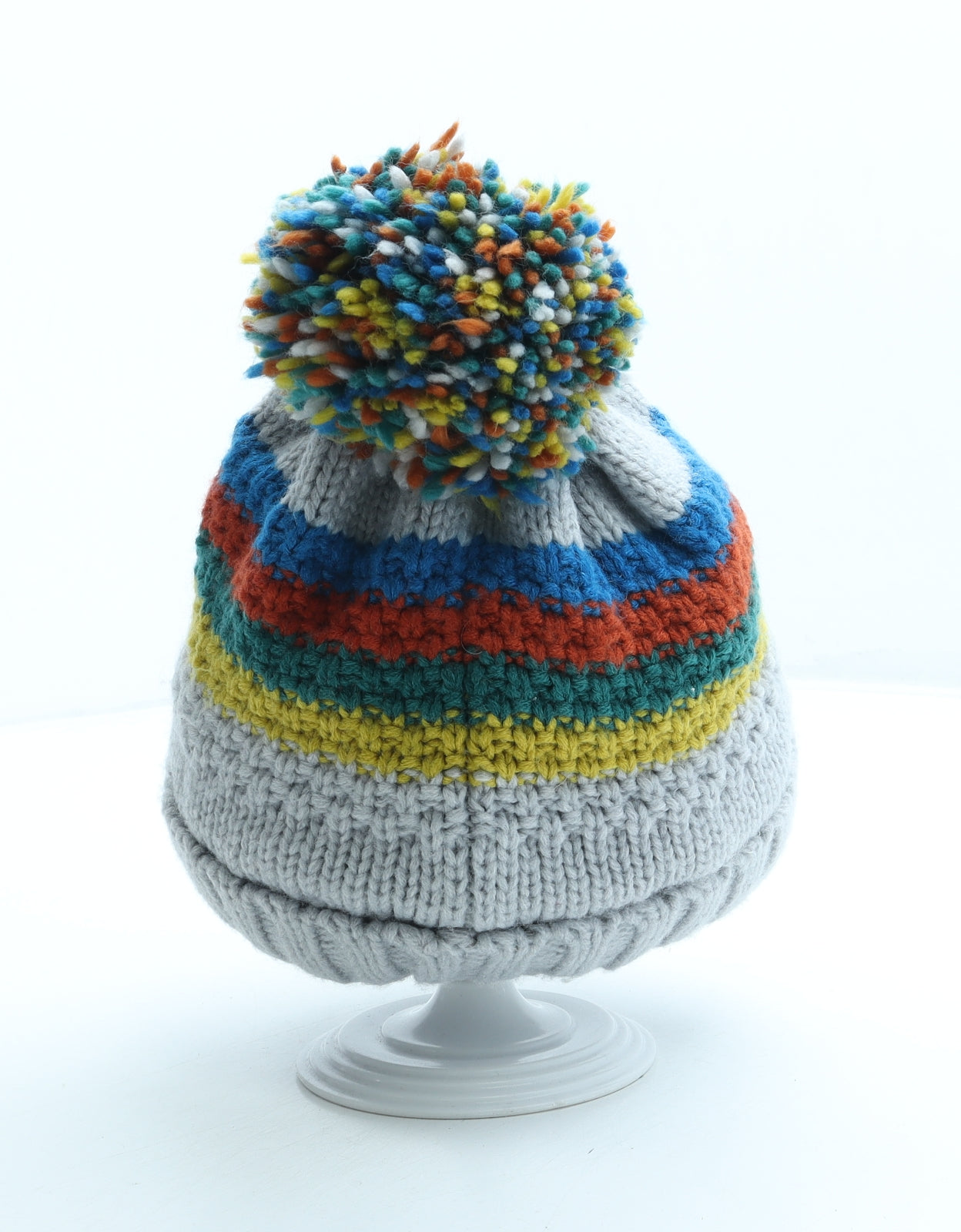 Marks and Spencer Boys Multicoloured Striped Acrylic Bobble Hat Size S