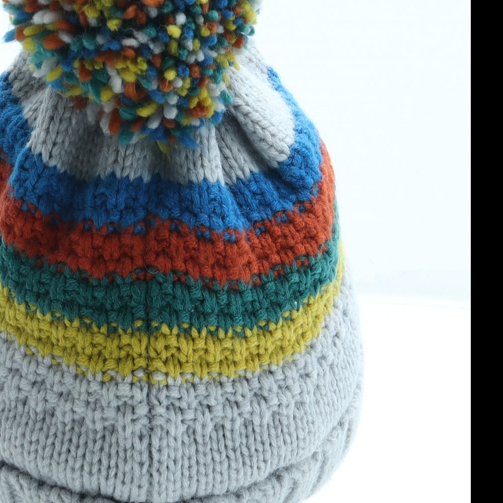 Marks and Spencer Boys Multicoloured Striped Acrylic Bobble Hat Size S