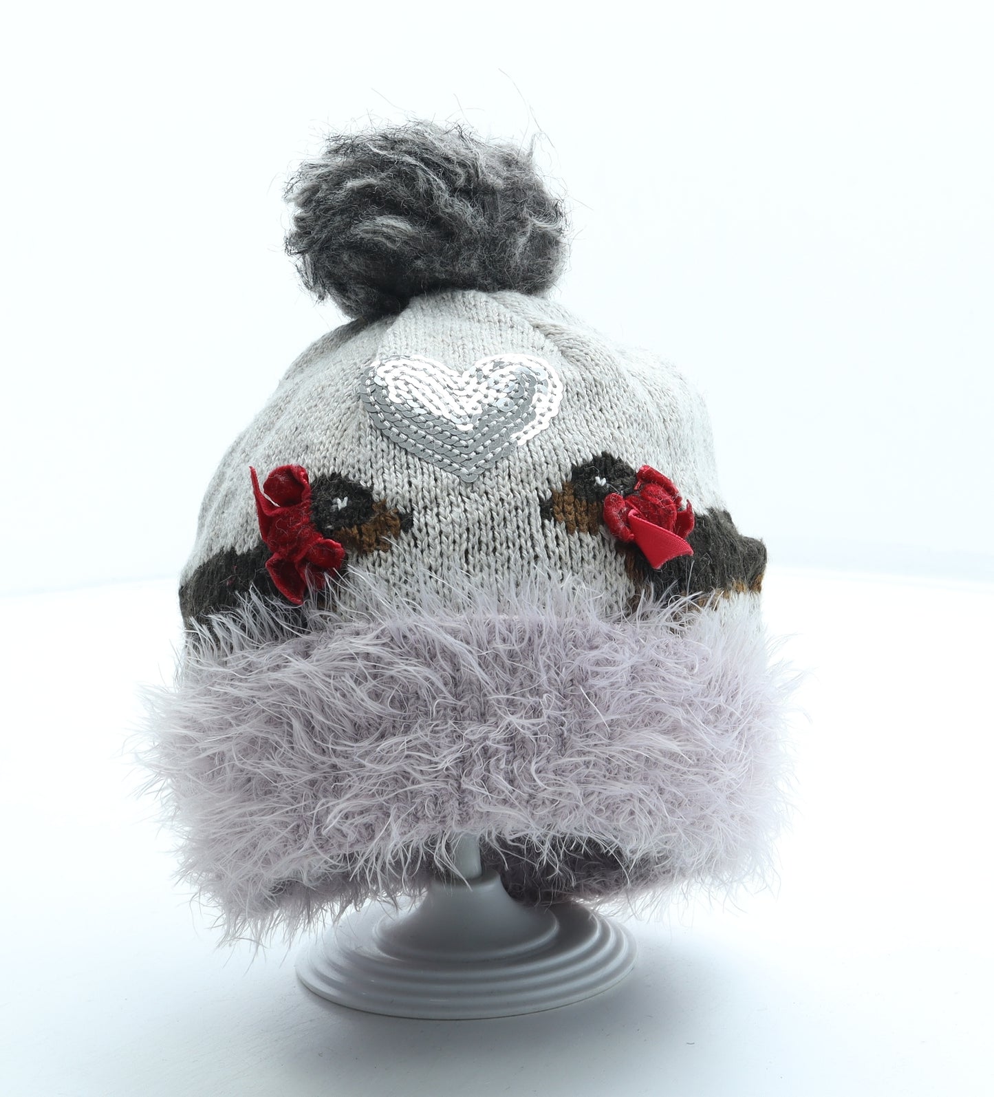 George Womens Multicoloured Geometric Acrylic Bobble Hat One Size - Dog Heart