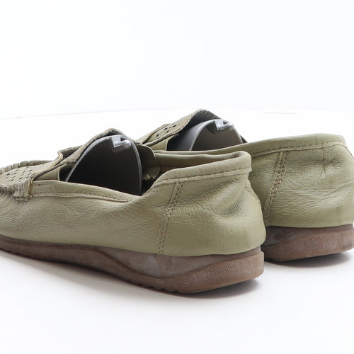 Rieker Womens Green Leather Loafer Flat UK 7 - Cut out details