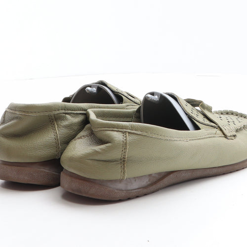 Rieker Womens Green Leather Loafer Flat UK 7 - Cut out details