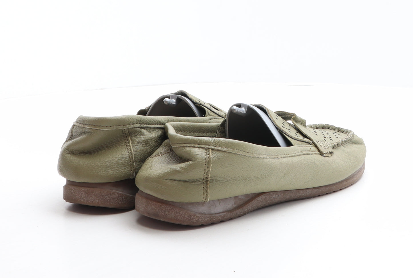 Rieker Womens Green Leather Loafer Flat UK 7 - Cut out details