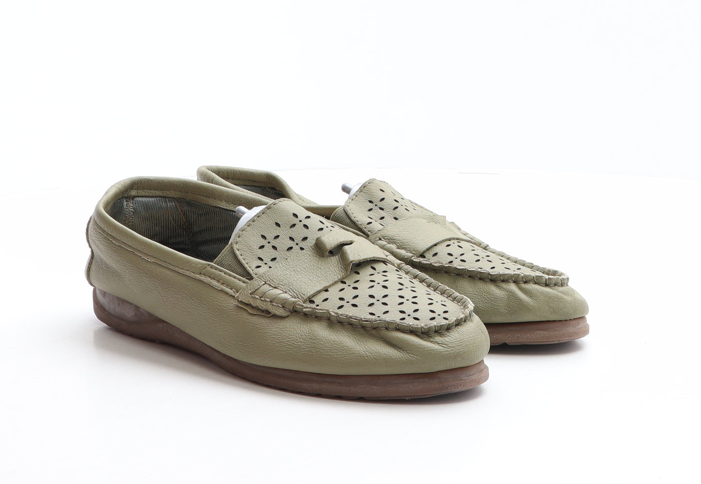 Rieker Womens Green Leather Loafer Flat UK 7 - Cut out details