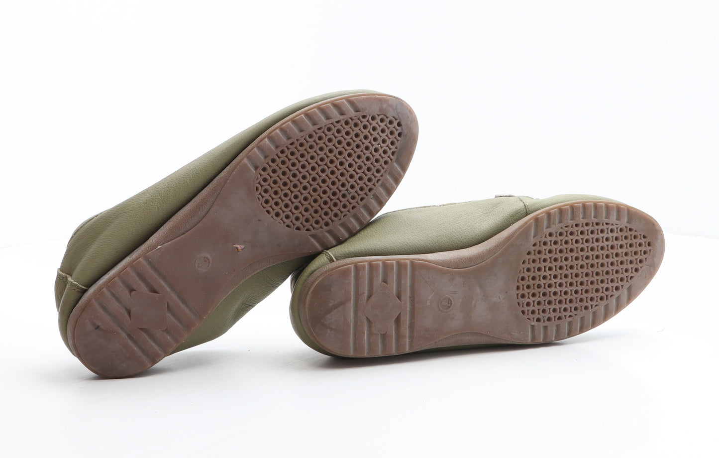 Rieker Womens Green Leather Loafer Flat UK 7 - Cut out details