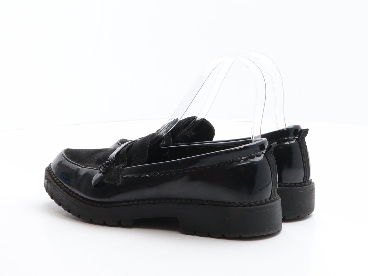 F&F Womens Black Synthetic Loafer Casual UK 5 - Heart detail