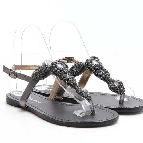 BCBGeneration Womens Silver Synthetic Thong Sandal UK 3.5 36