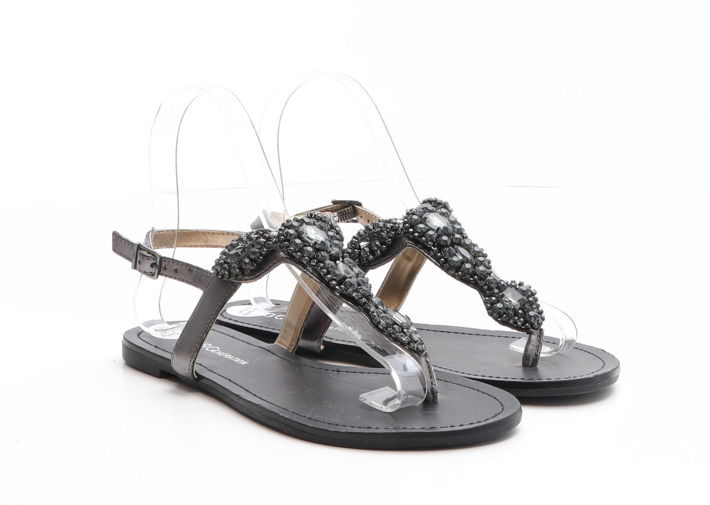 BCBGeneration Womens Silver Synthetic Thong Sandal UK 3.5 36