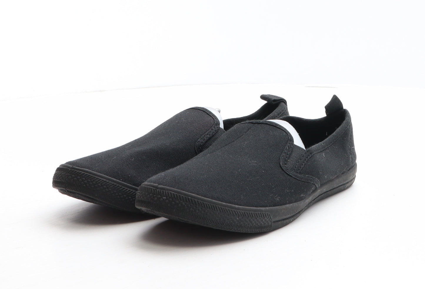 F&F Boys Black Fabric Slip On Casual UK 3 36