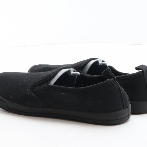 F&F Boys Black Fabric Slip On Casual UK 3 36
