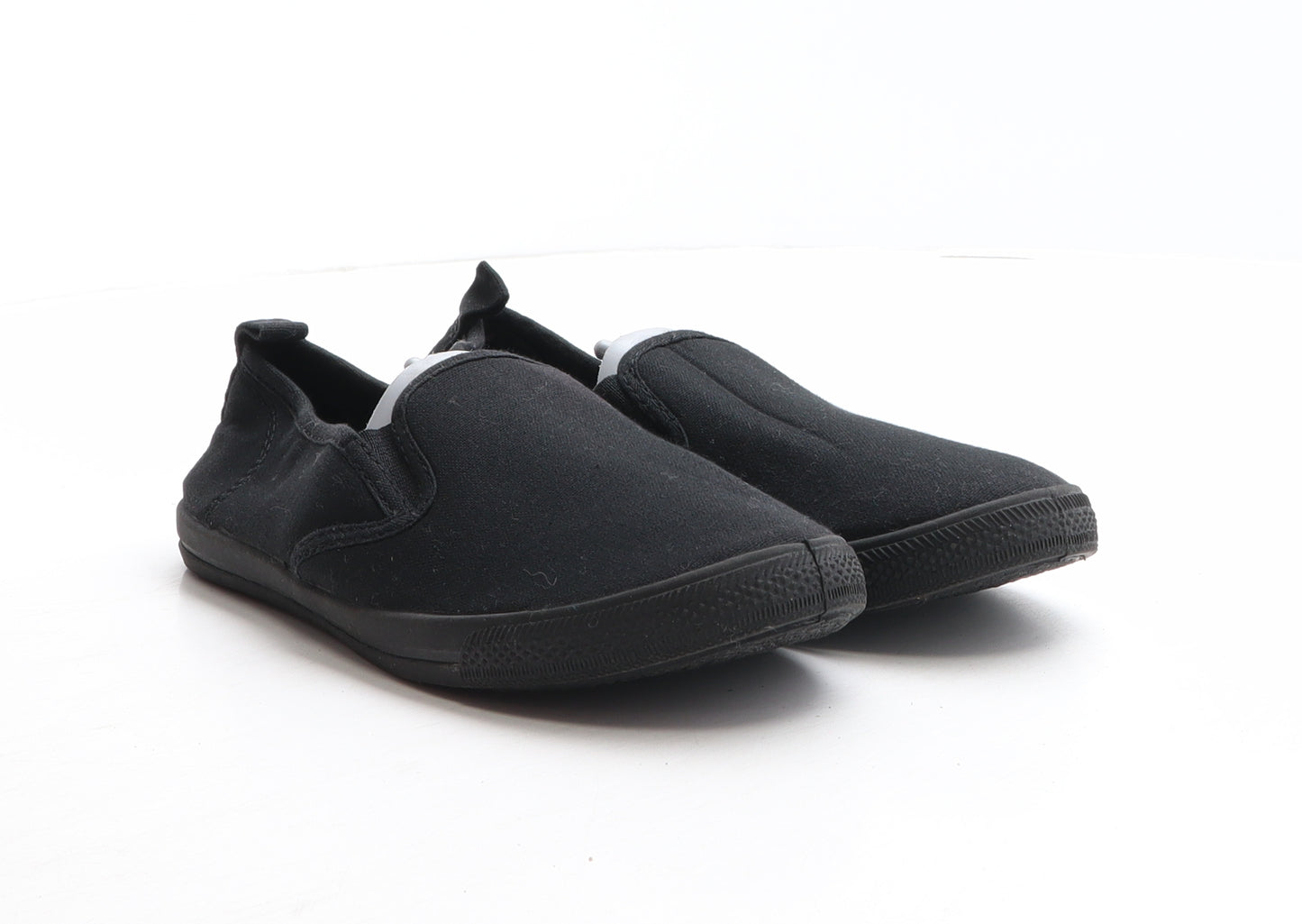 F&F Boys Black Fabric Slip On Casual UK 3 36
