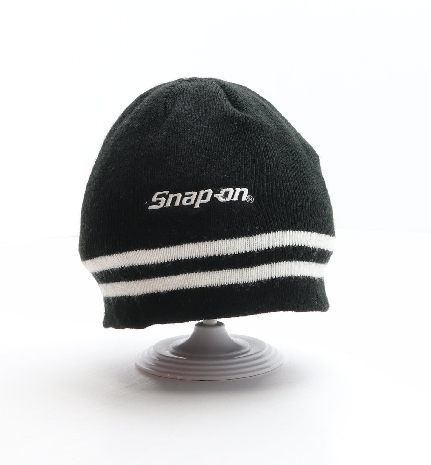 Snap-on Mens Black Striped Acrylic Beanie One Size