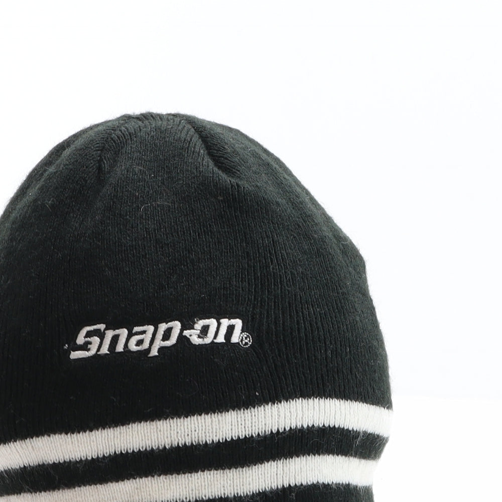 Snap-on Mens Black Striped Acrylic Beanie One Size
