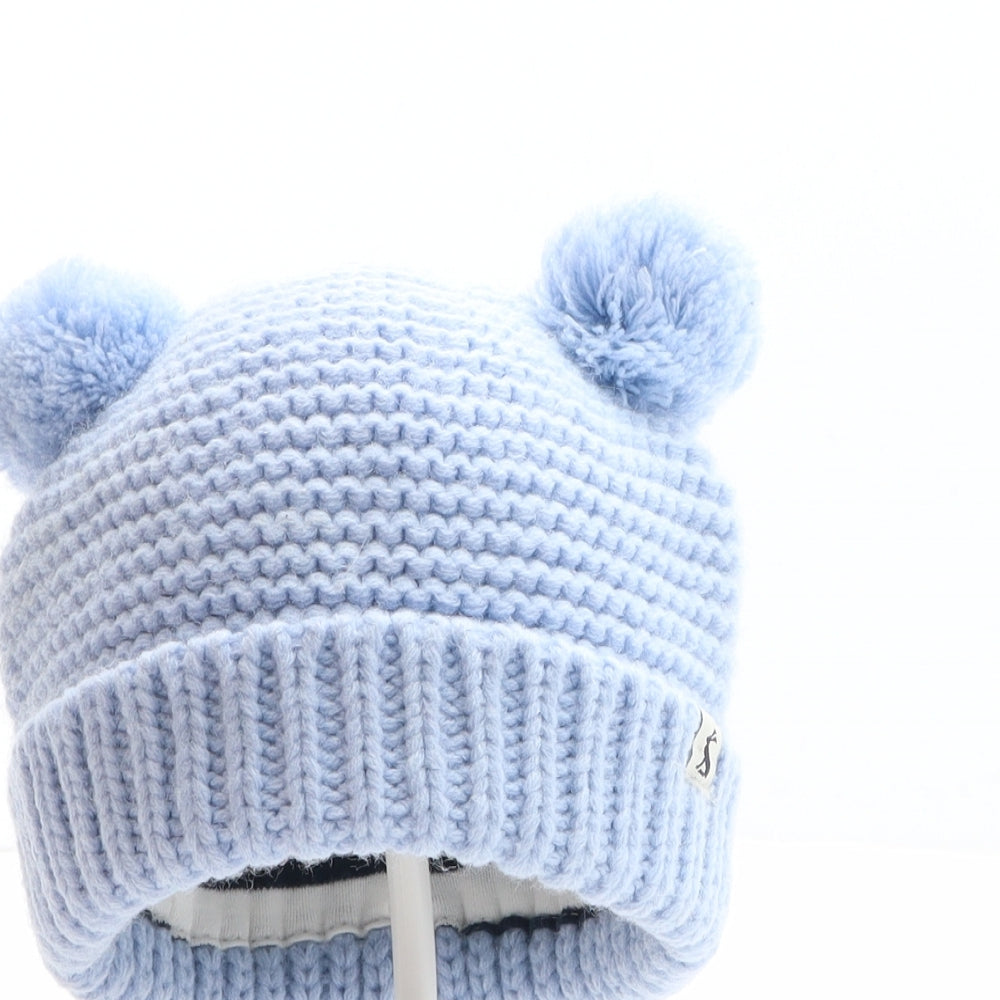 Joules Boys Blue Acrylic Bobble Hat One Size