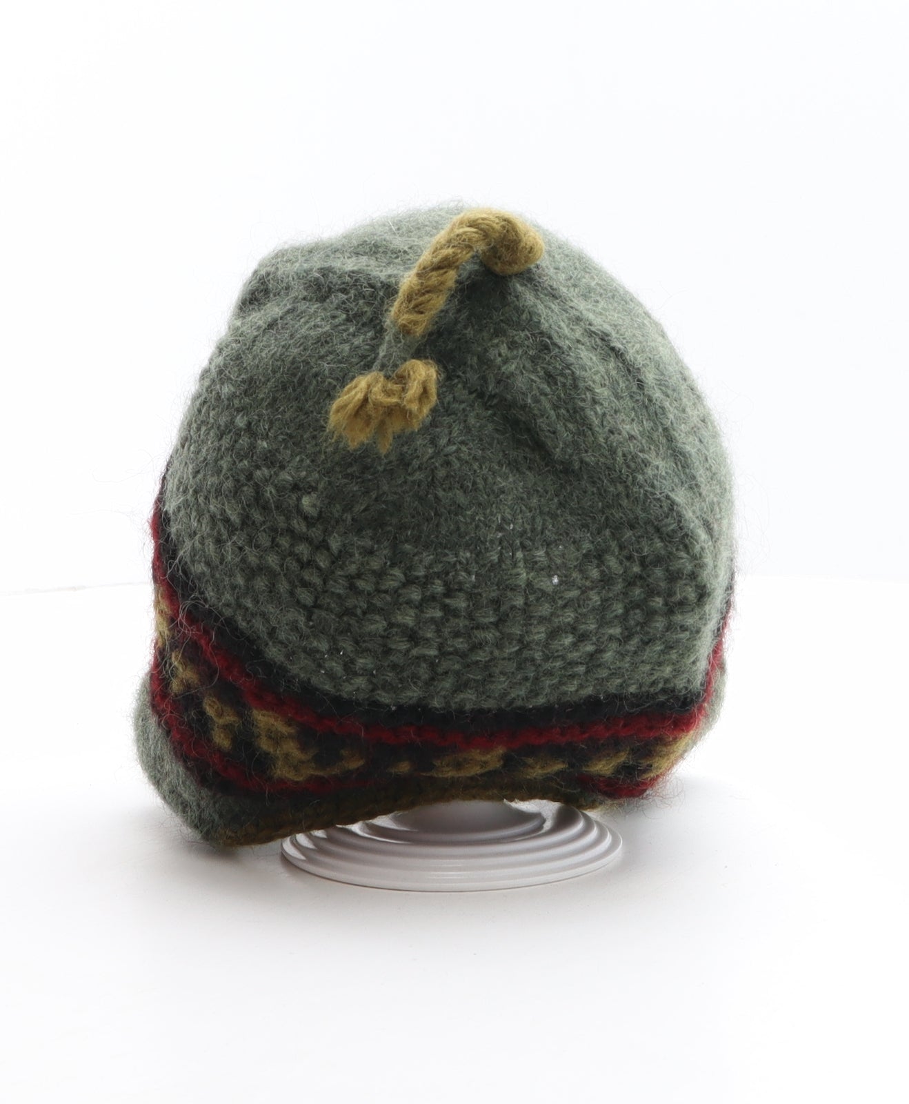 Lost Horizons Mens Green Geometric Wool Beanie One Size