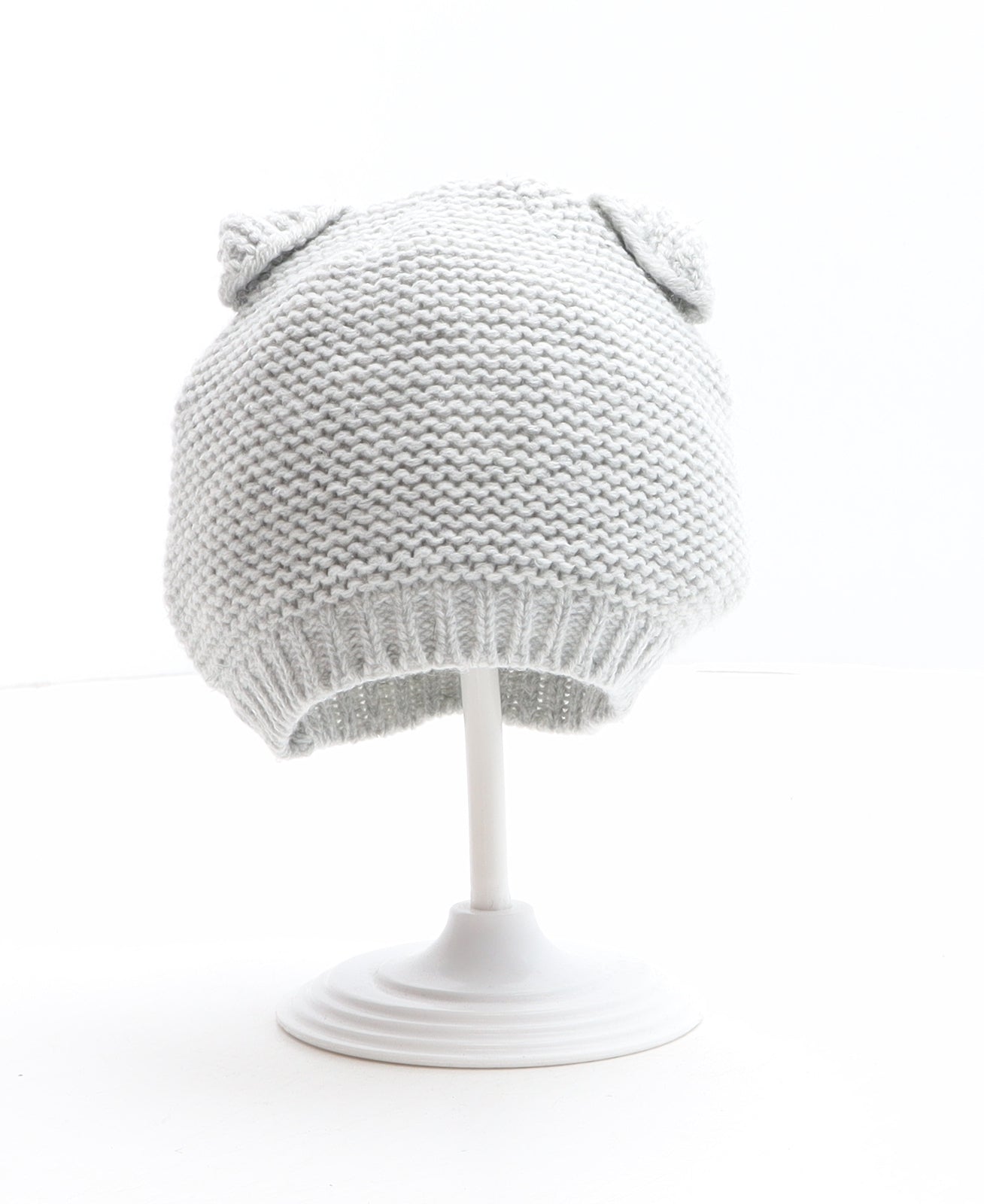 Earlydays Boys Grey Acrylic Beanie One Size - Ears detail