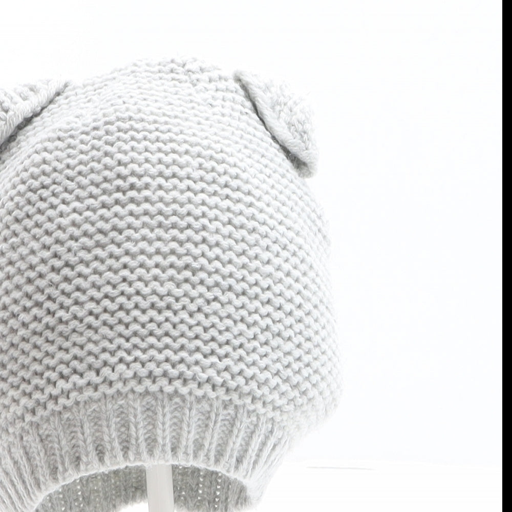 Earlydays Boys Grey Acrylic Beanie One Size - Ears detail