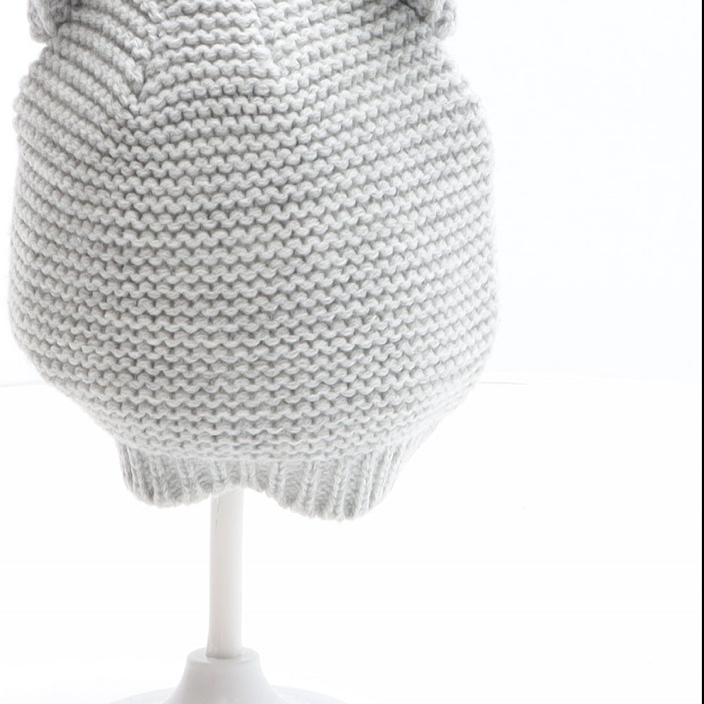 Earlydays Boys Grey Acrylic Beanie One Size - Ears detail