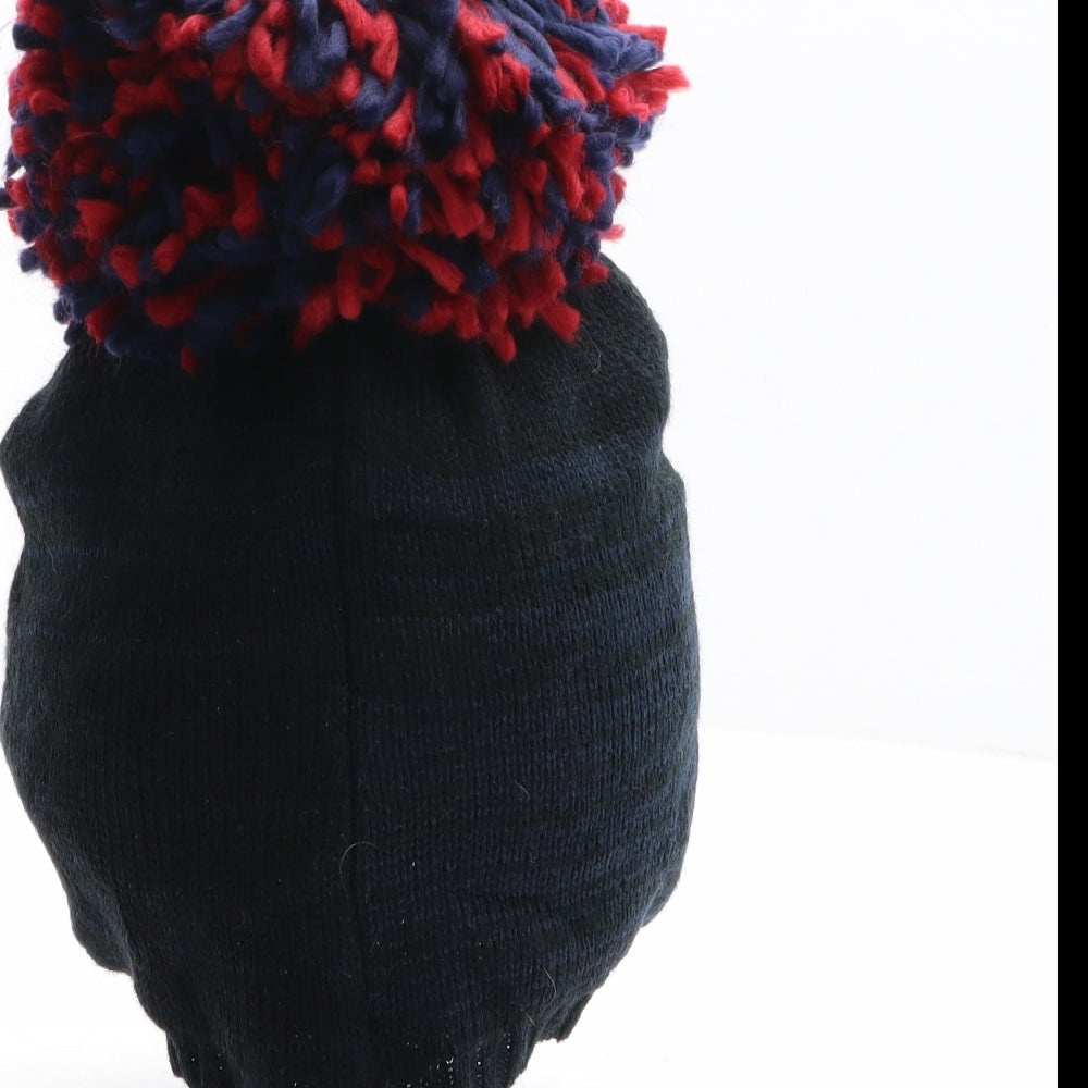 Preworn Womens Black Acrylic Bobble Hat One Size - Penguin Design