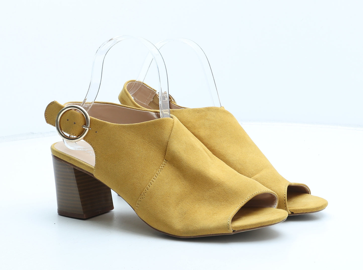 Peacocks Womens Yellow Suede Slingback Heel UK 7
