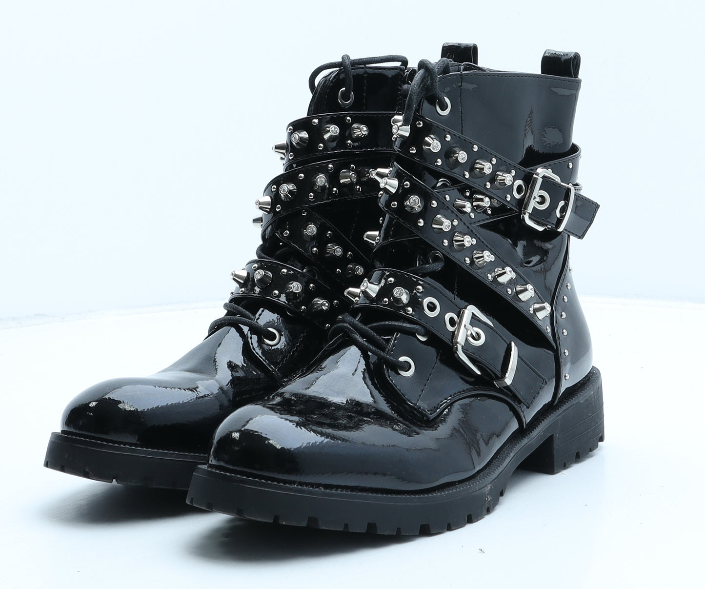 Janessa Womens Black Synthetic Biker Boot UK 5 38