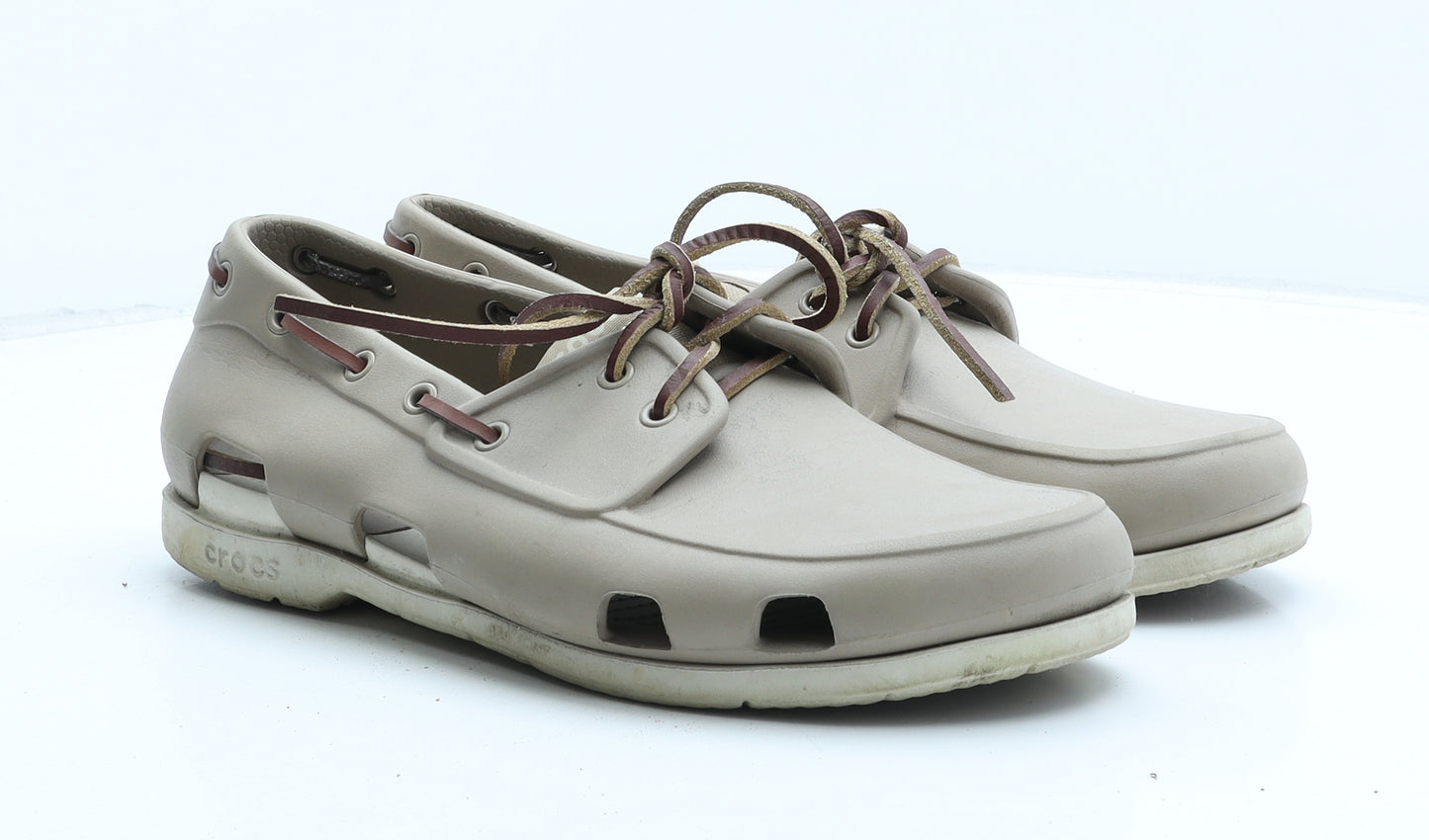 Crocs Mens Beige Synthetic Boat Shoe Casual UK 11