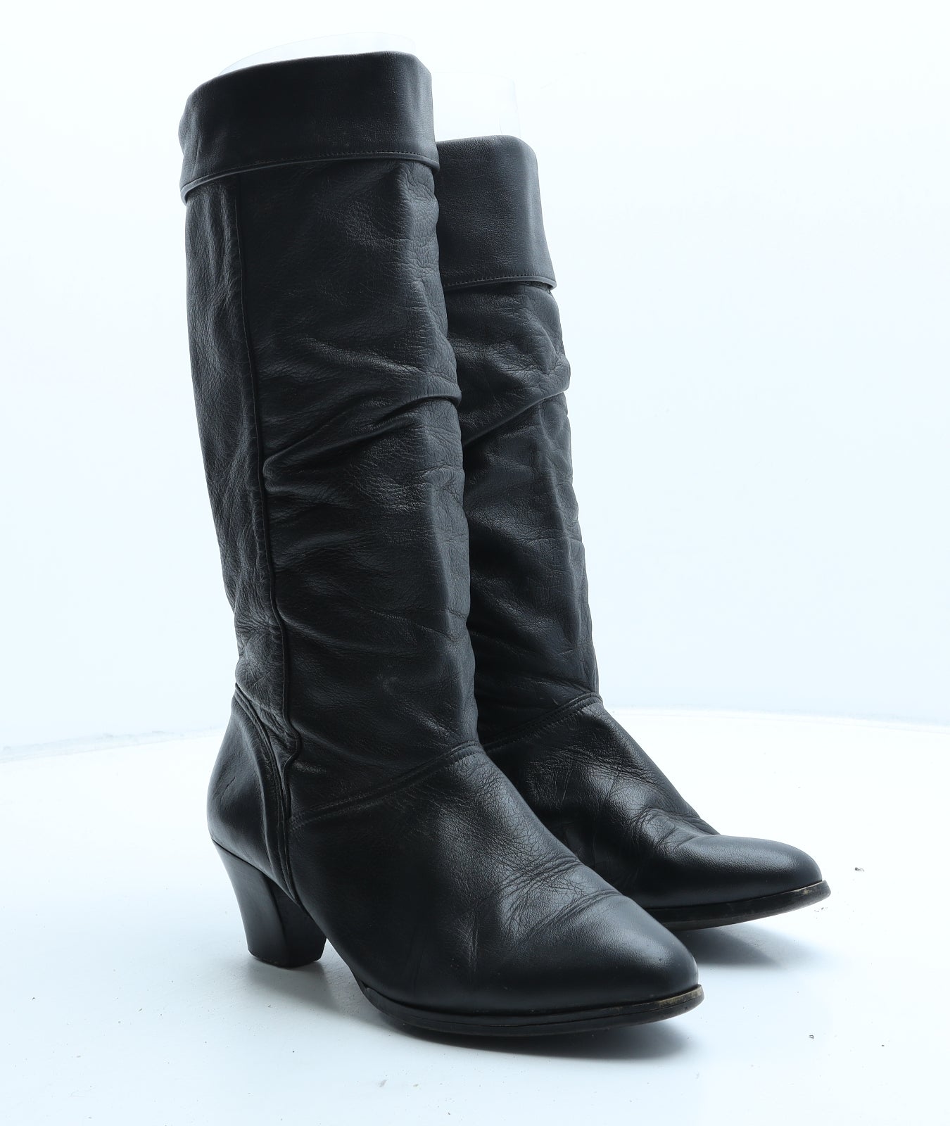 Preworn Womens Black Leather Bootie Boot UK 5